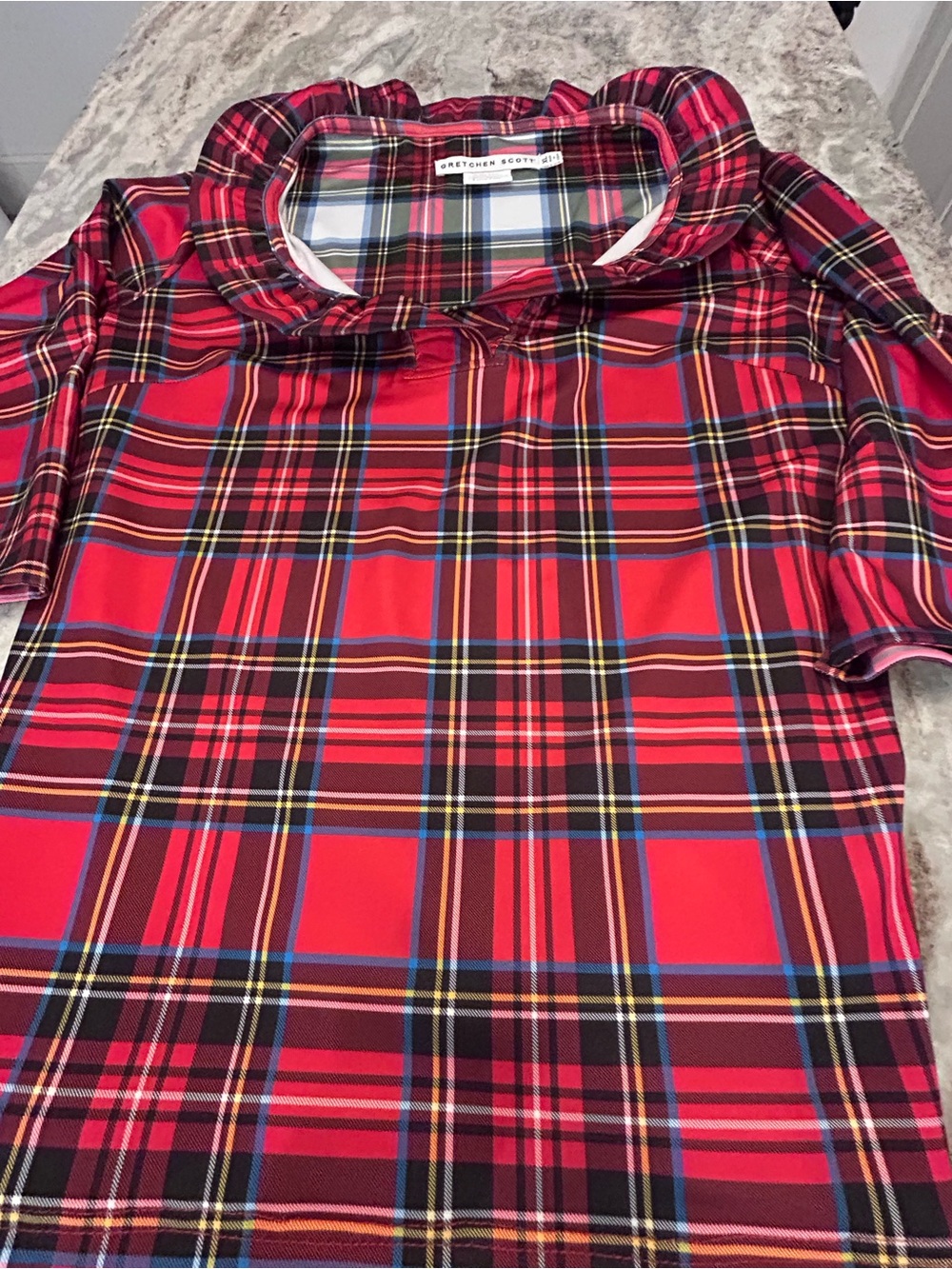 Gretchen Scott Red Plaid Collared Top XL - Picture 8 of 8